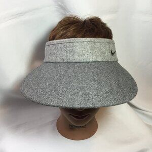 Nike Golf Woman's Visor Strap Back Large Bill Logo Visor Adjustable Grey